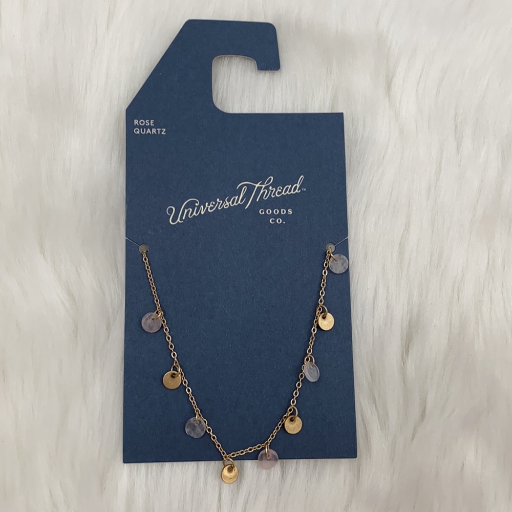 💖HP💖 Universal Thread Gold Rose Quartz Necklace - Picture 4 of 6
